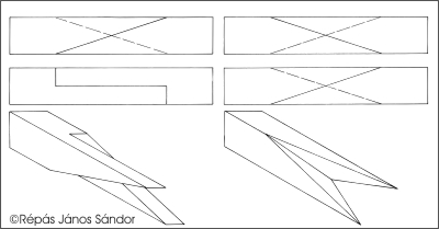 Kett�s ferde lapol�s �s jap�n v�ltozata.